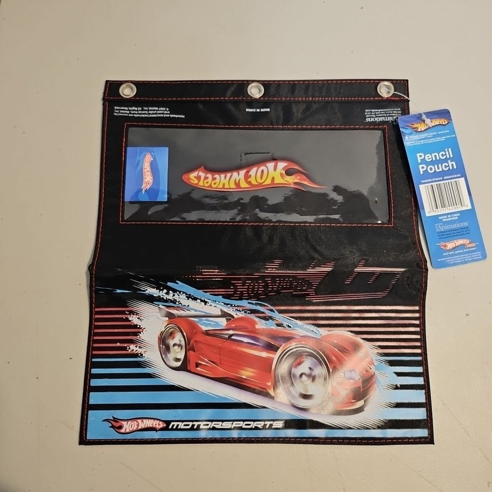 Vintage 2007 Hot Wheels Motorsports Pencil Case For 3 Ring Binder